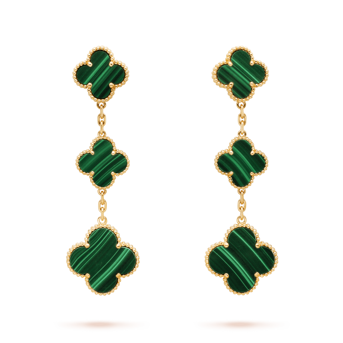 [Triumph Jewelry]CLOVER MALACHITE 3 MOTIFS GOLD
