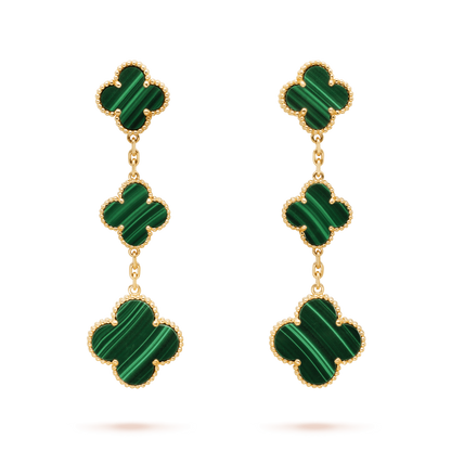 [Triumph Jewelry]CLOVER MALACHITE 3 MOTIFS GOLD
