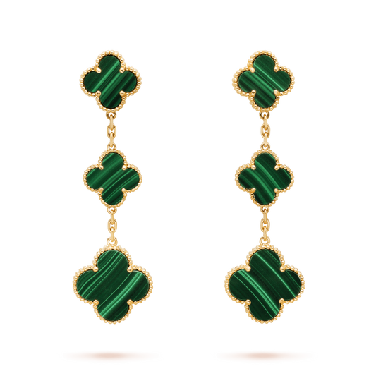 [Triumph Jewelry]CLOVER MALACHITE 3 MOTIFS GOLD