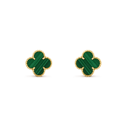 [Triumph Jewelry]CLOVER MEDIUM 1 MOTIFS MALACHITE  EARRINGS