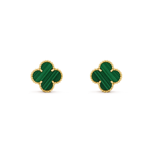 [Triumph Jewelry]CLOVER MEDIUM 1 MOTIFS MALACHITE  EARRINGS