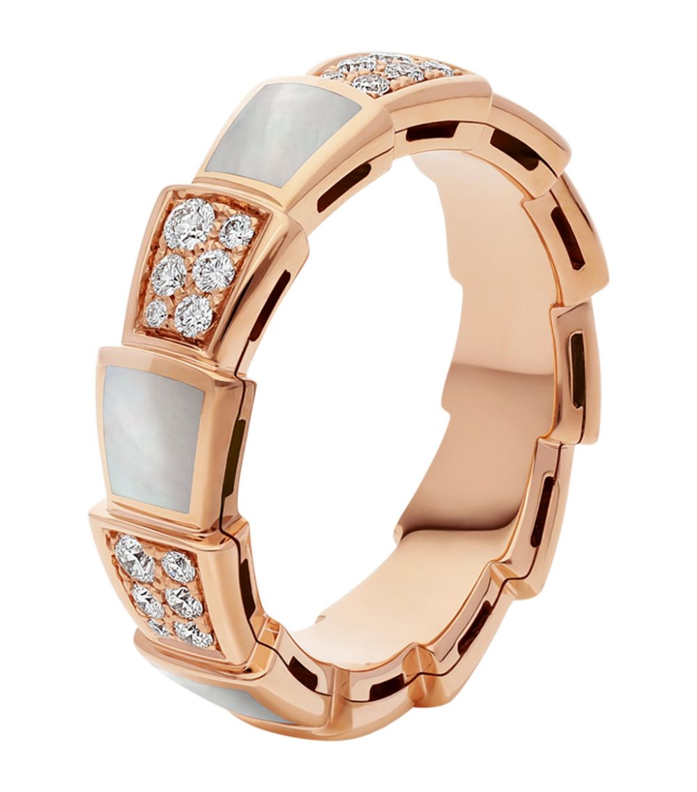 [Triumph Jewelry]SERPENTI RING PINK GOLD MOP DIAMOND PAVED 4MM