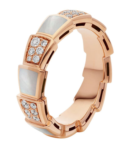 [Triumph Jewelry]SERPENTI RING PINK GOLD MOP DIAMOND PAVED 4MM