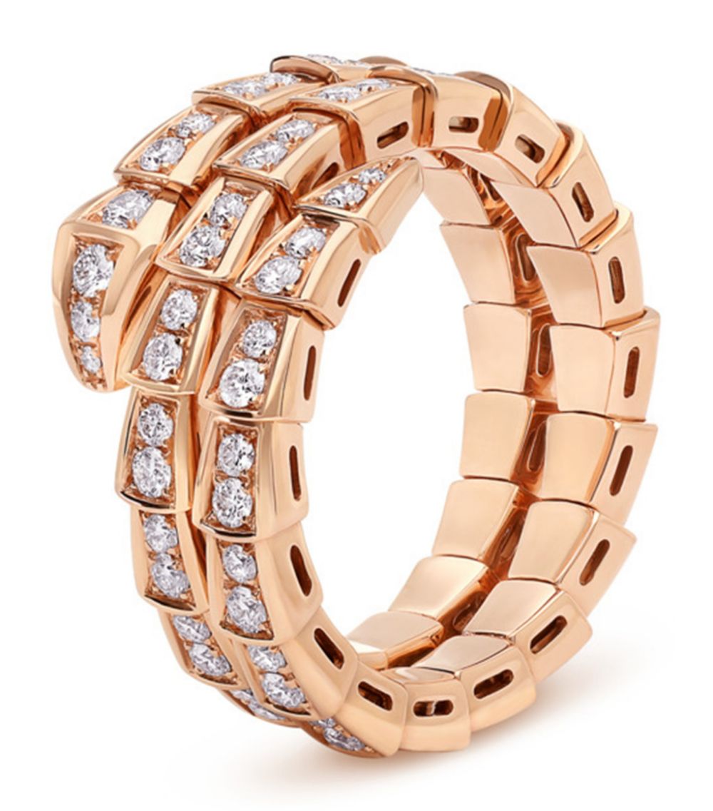[Triumph Jewelry]SERPENTI RING PINK GOLD DIAMOND DOUBLE ROW