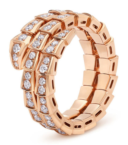 [Triumph Jewelry]SERPENTI RING PINK GOLD DIAMOND DOUBLE ROW