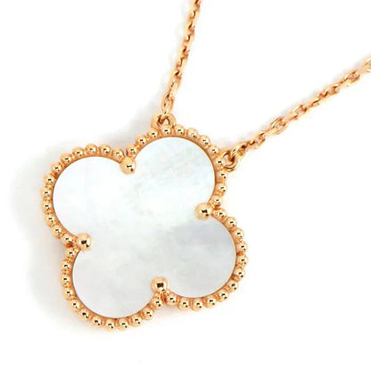 [Triumph Jewelry]CLOVER 15MM WHITE MOTHER-OF-PEARL GOLD NECKLACE