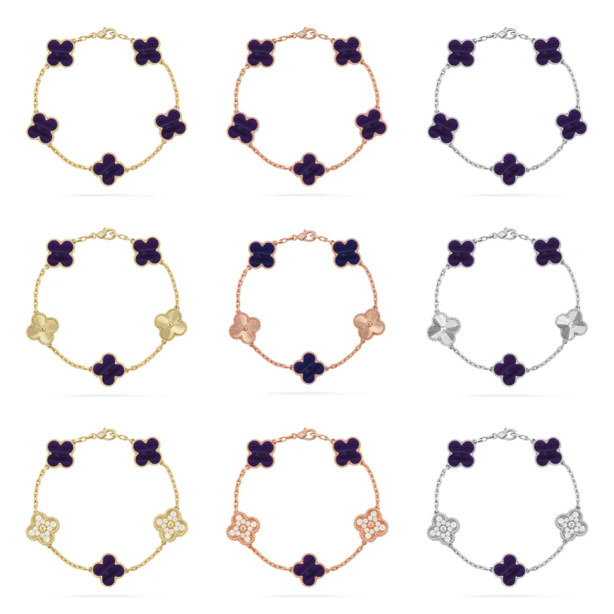 [Triumph Jewelry]CLOVER 5 MOTIF PURPLE STRIPES BRACELET COLLECTION