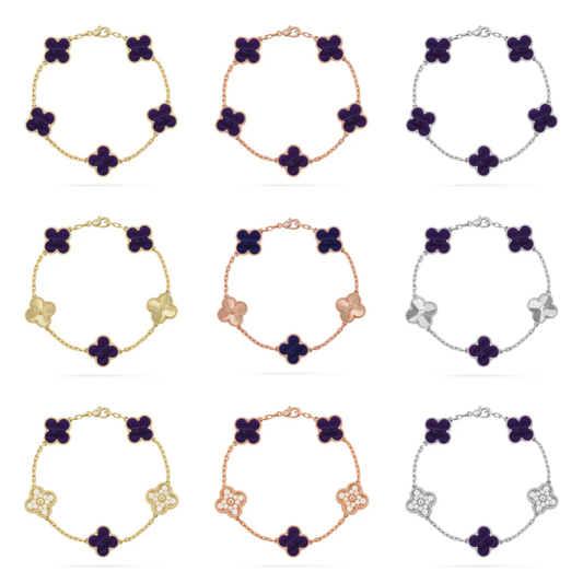 [Triumph Jewelry]CLOVER 5 MOTIF PURPLE STRIPES BRACELET COLLECTION