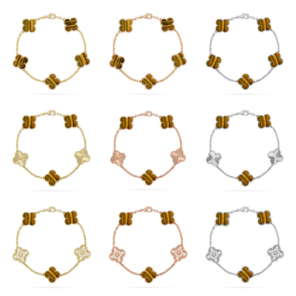 [Triumph Jewelry] CLOVER 5 MOTIFS TIGER EYE BRACELET COLLECTION
