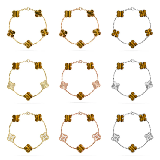 [Triumph Jewelry] CLOVER 5 MOTIFS TIGER EYE BRACELET COLLECTION