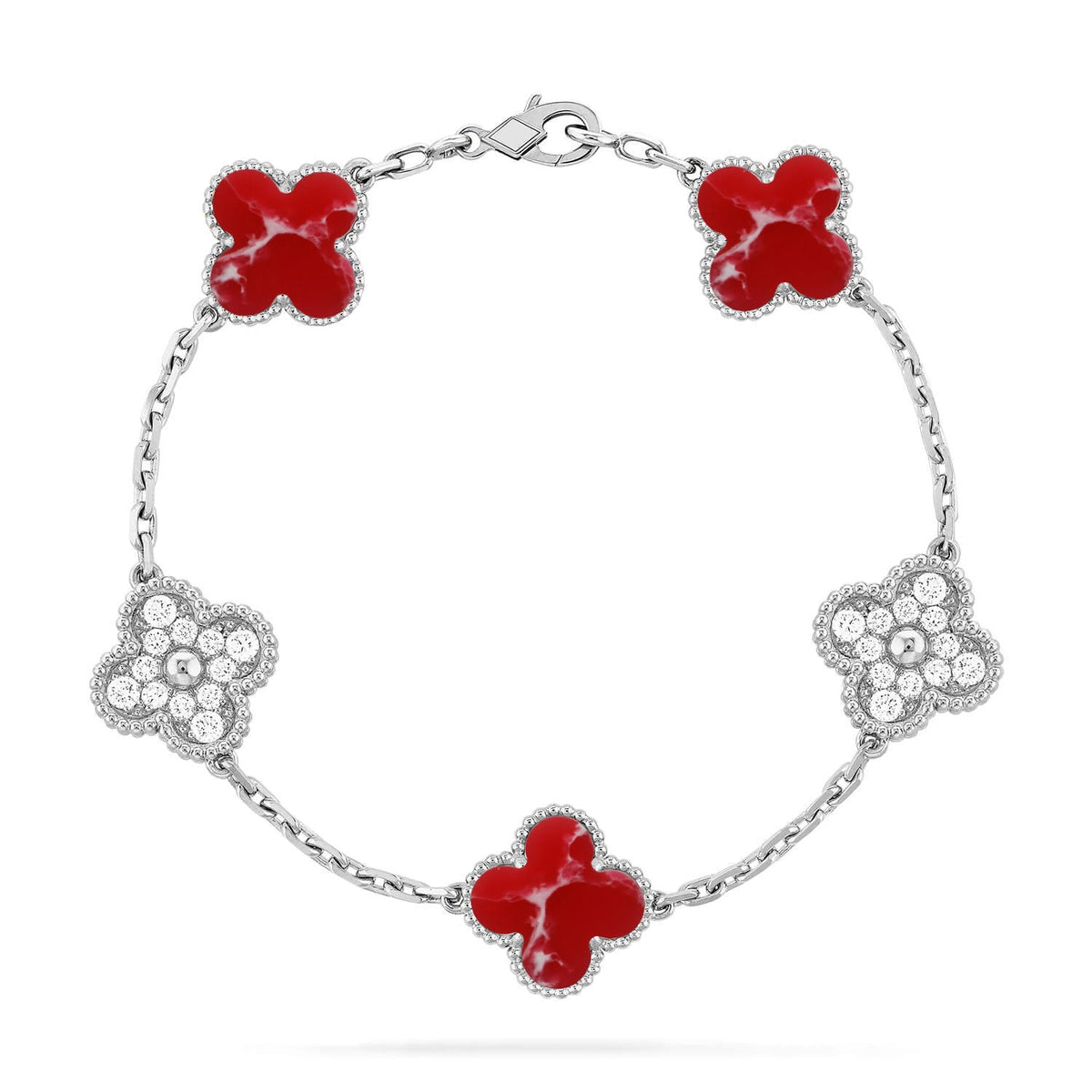[Triumph Jewelry]CLOVER 5 MOTIF RED PATTERN BRACELET COLLECTION
