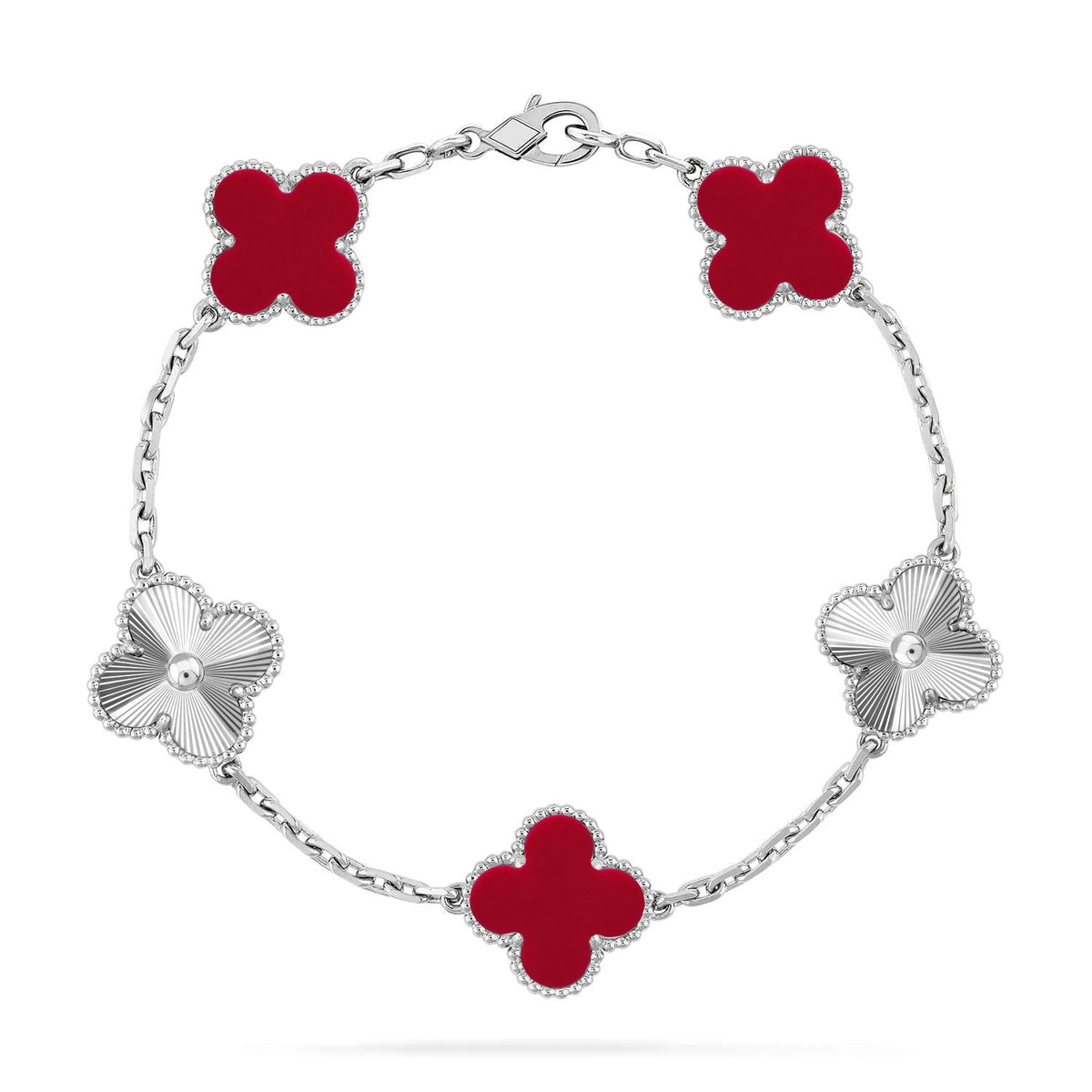 [Triumph Jewelry] CLOVER 5 MOTIF RED CORNELIAN BRACELET COLLECTION