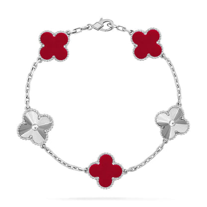 [Triumph Jewelry] CLOVER 5 MOTIF RED CORNELIAN BRACELET COLLECTION