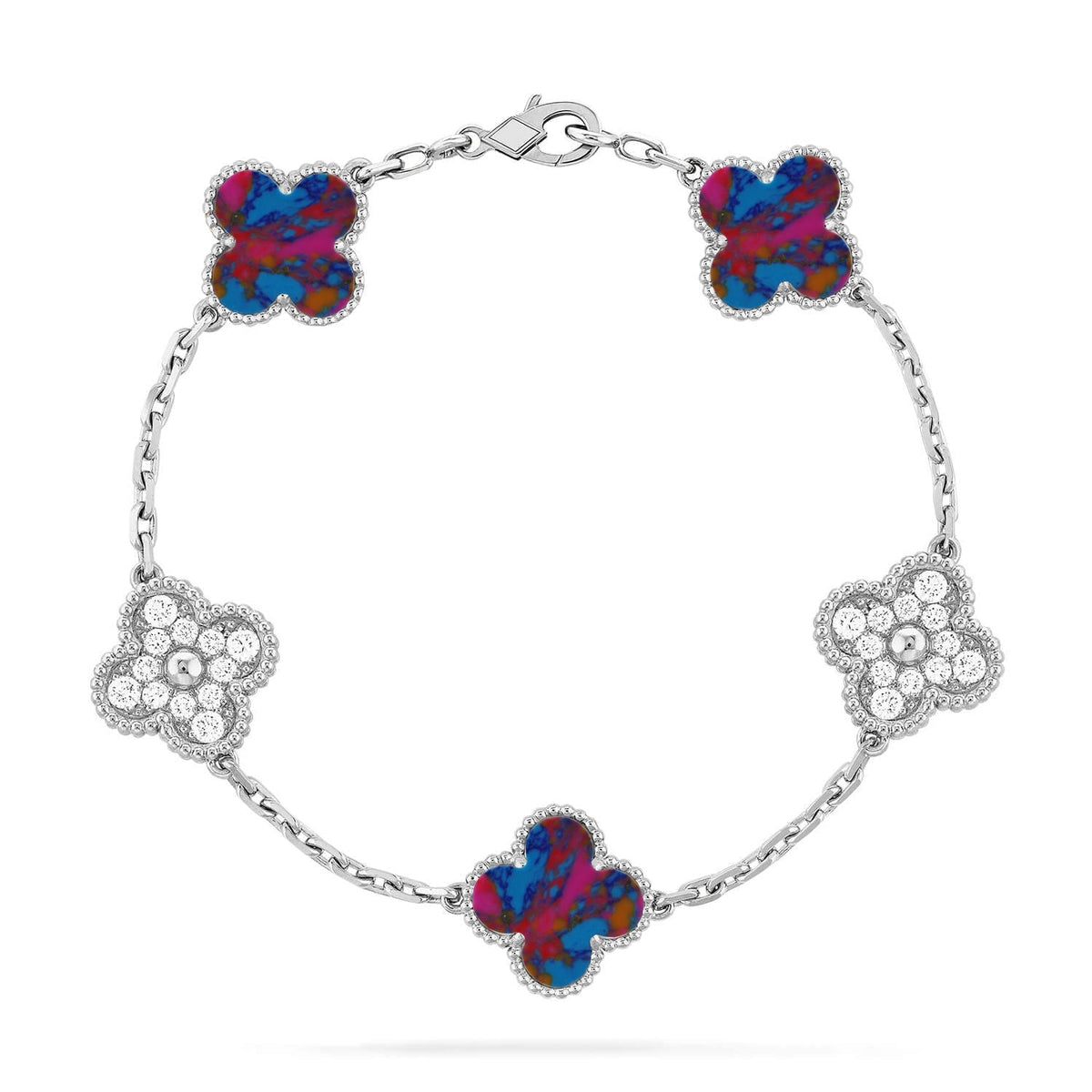 [Triumph Jewelry]CLOVER 5 MOTIF COLOR GEMSTONES BRACELET COLLECTION
