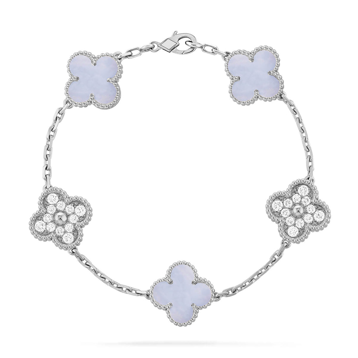 [Triumph Jewelry] CLOVER 5 MOTIF PURPLE CHALCEDONY BRACELET COLLECTION