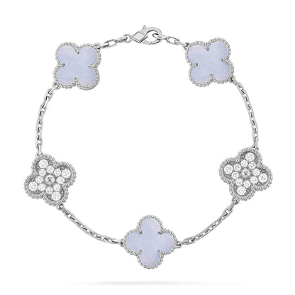 [Triumph Jewelry] CLOVER 5 MOTIF PURPLE CHALCEDONY BRACELET COLLECTION