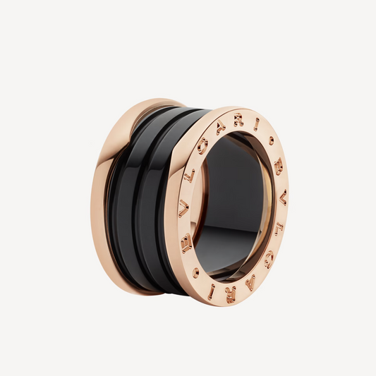 [Triumph Jewelry]ZERO 1 FOUR-BAND LOOPS AND BLACK CERAMIC SPIRAL PINK GOLD RING