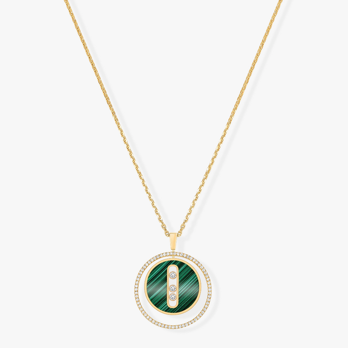 [Triumph Jewelry]LUCKY MOVE 3 DIAMOND MALACHITE GOLD DIAMOND NECKLACE