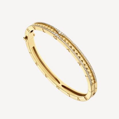 [Triumph Jewelry]ZERO 1 SPIRAL AND PAVED DIAMOND GOLD BRACELET