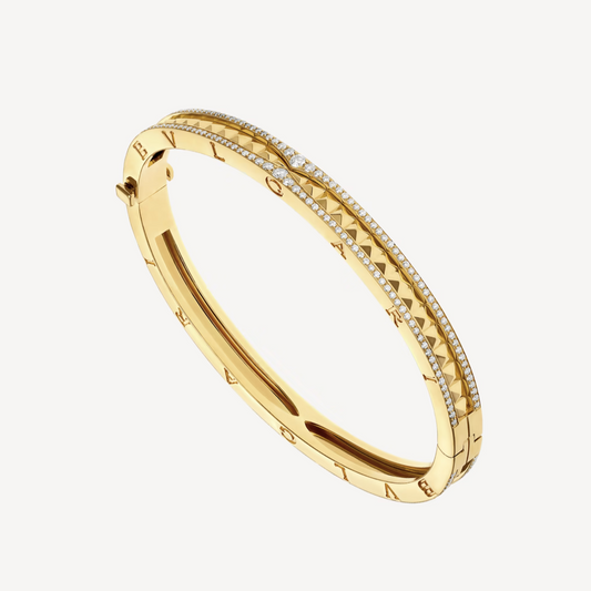 [Triumph Jewelry]ZERO 1 SPIRAL AND PAVED DIAMOND GOLD BRACELET