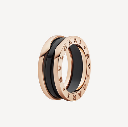 [Triumph Jewelry]ZERO 1 TWO-BAND LOOPS AND BLACK CERAMIC PINK GOLD RING