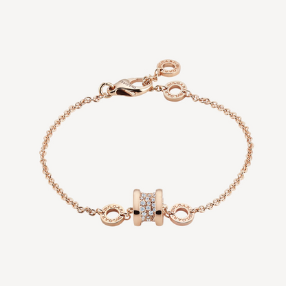 [Triumph Jewelry]ZERO 1 SOFT PINK GOLD WITH PAVED DIAMONDS ON THE SPIRAL BRACELET