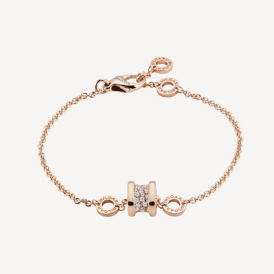 [Triumph Jewelry]ZERO 1 SOFT PINK GOLD WITH PAVED DIAMONDS ON THE SPIRAL BRACELET