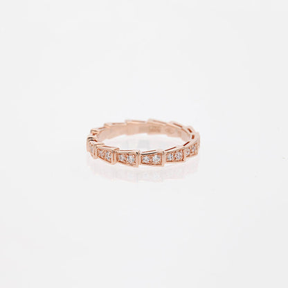 [Triumph Jewelry]SERPENTI RING PINK GOLD DIAMOND PAVED 3MM