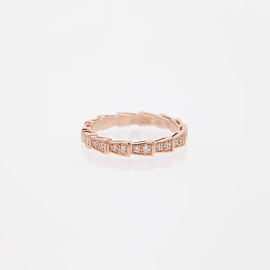 [Triumph Jewelry]SERPENTI RING PINK GOLD DIAMOND PAVED 3MM