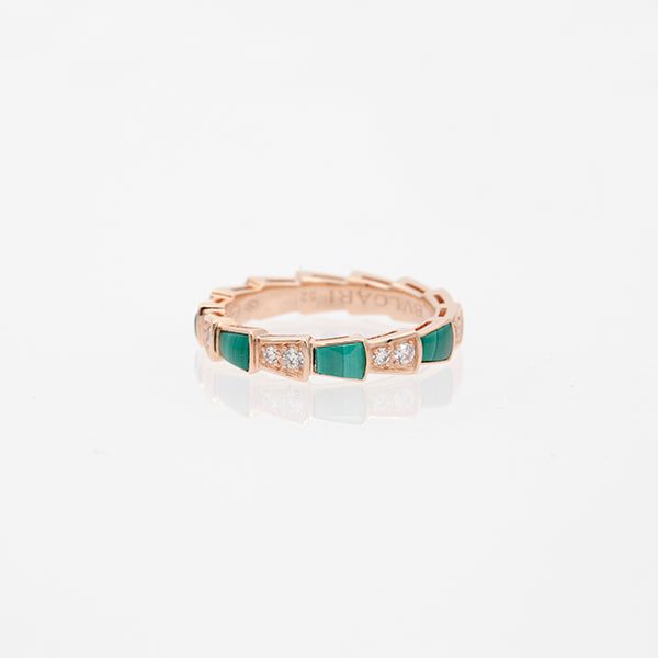 [Triumph Jewelry]SERPENTI RING PINK GOLD MALACHITE DIAMOND 3MM