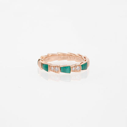 [Triumph Jewelry]SERPENTI RING PINK GOLD MALACHITE DIAMOND 3MM