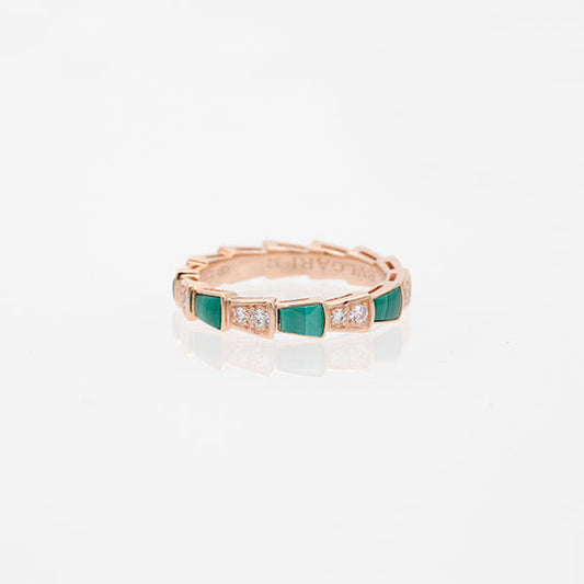 [Triumph Jewelry]SERPENTI RING PINK GOLD MALACHITE DIAMOND 3MM