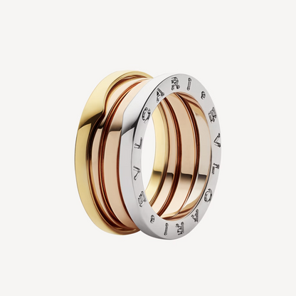 [Triumph Jewelry]ZERO 1 THREE-BAND ROSE WHITE AND YELLOW RING