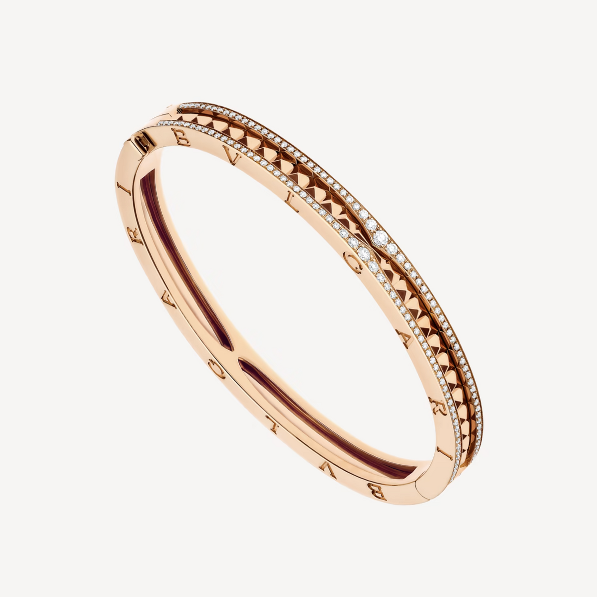 [Triumph Jewelry]ZERO 1 SPIRAL AND PAVED DIAMOND PINK GOLD BRACELET