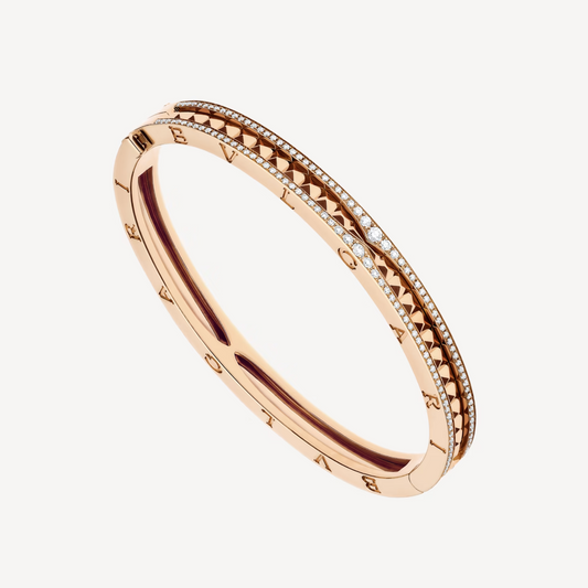 [Triumph Jewelry]ZERO 1 SPIRAL AND PAVED DIAMOND PINK GOLD BRACELET