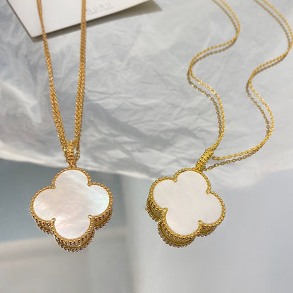 [Triumph Jewelry]CLOVER 25MM MOP LARGE PENDANT NECKLACE