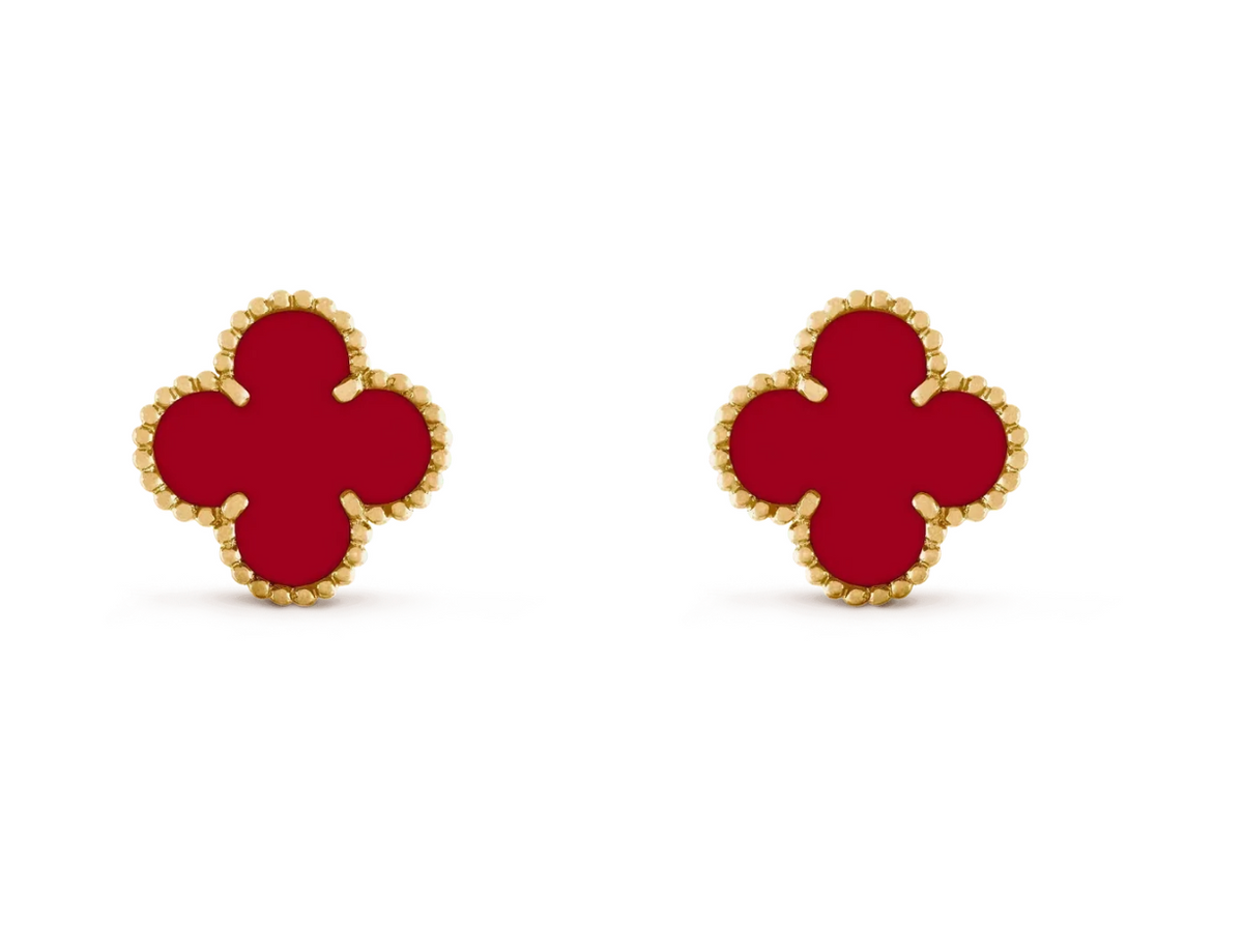 [Triumph Jewelry] CLOVER 20MM RED AGATE EARRINGS