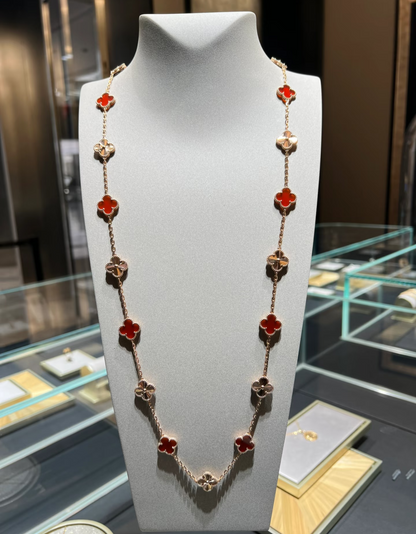 [Triumph Jewelry]CLOVER 20 MOTIFS LASER CARNELIAN NECKLACE