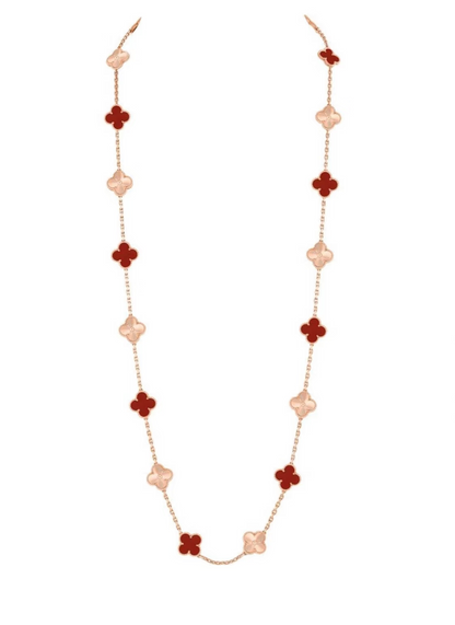 [Triumph Jewelry]CLOVER 20 MOTIFS LASER CARNELIAN NECKLACE