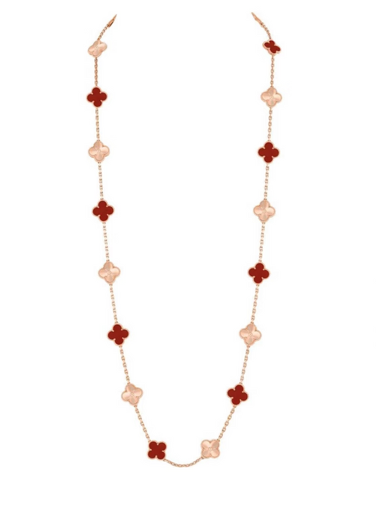 [Triumph Jewelry]CLOVER 20 MOTIFS LASER CARNELIAN NECKLACE