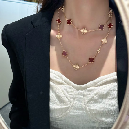 [Triumph Jewelry]CLOVER 20 MOTIFS LASER CARNELIAN NECKLACE