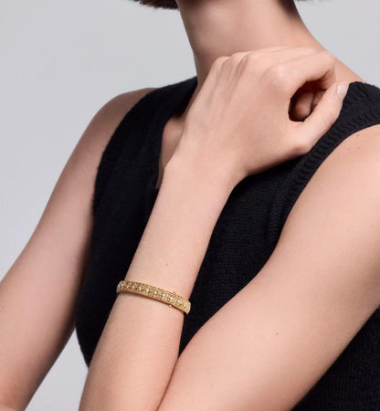 [Triumph Jewelry]2026 WOVEN-PATTERN BRACELET SET WITH FULL DIAMOND INLAY THREE-COLORS