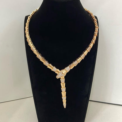[Triumph Jewelry]NEW WIDE BAND INLAID DIAMOND SNAKE NECKLACE