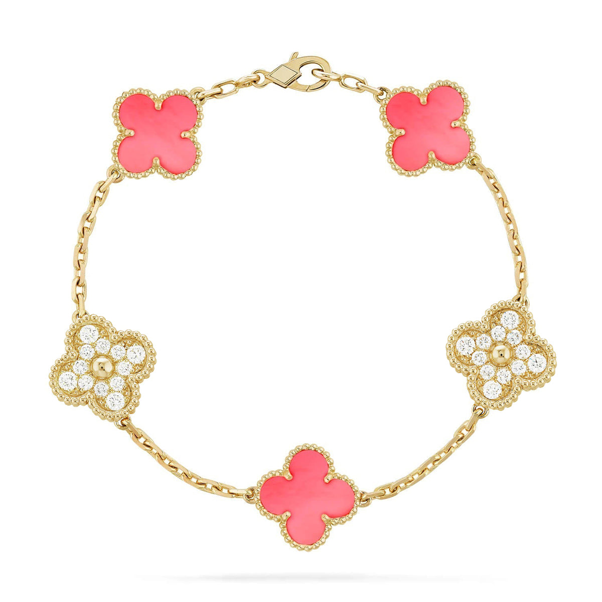[Triumph Jewelry] CLOVER 5 MOTIFS  PINK MOP BRACELET COLLECTION