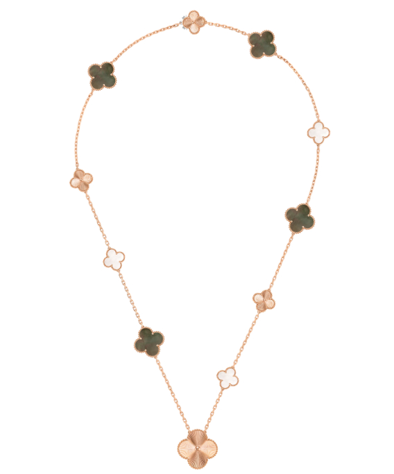 [Triumph Jewelry]DETACHABLE CLOVER 15(11+4) FLOWER SILVER NECKLACE SET