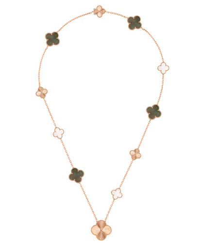 [Triumph Jewelry]DETACHABLE CLOVER 15(11+4) FLOWER SILVER NECKLACE SET