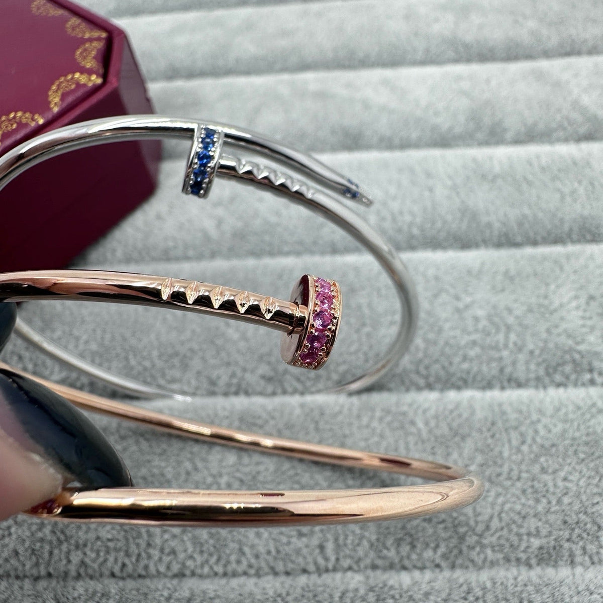 [Triumph Jewelry]JUSTE BRACELET 2.5MM PINK STONES AT BOTH ENDS