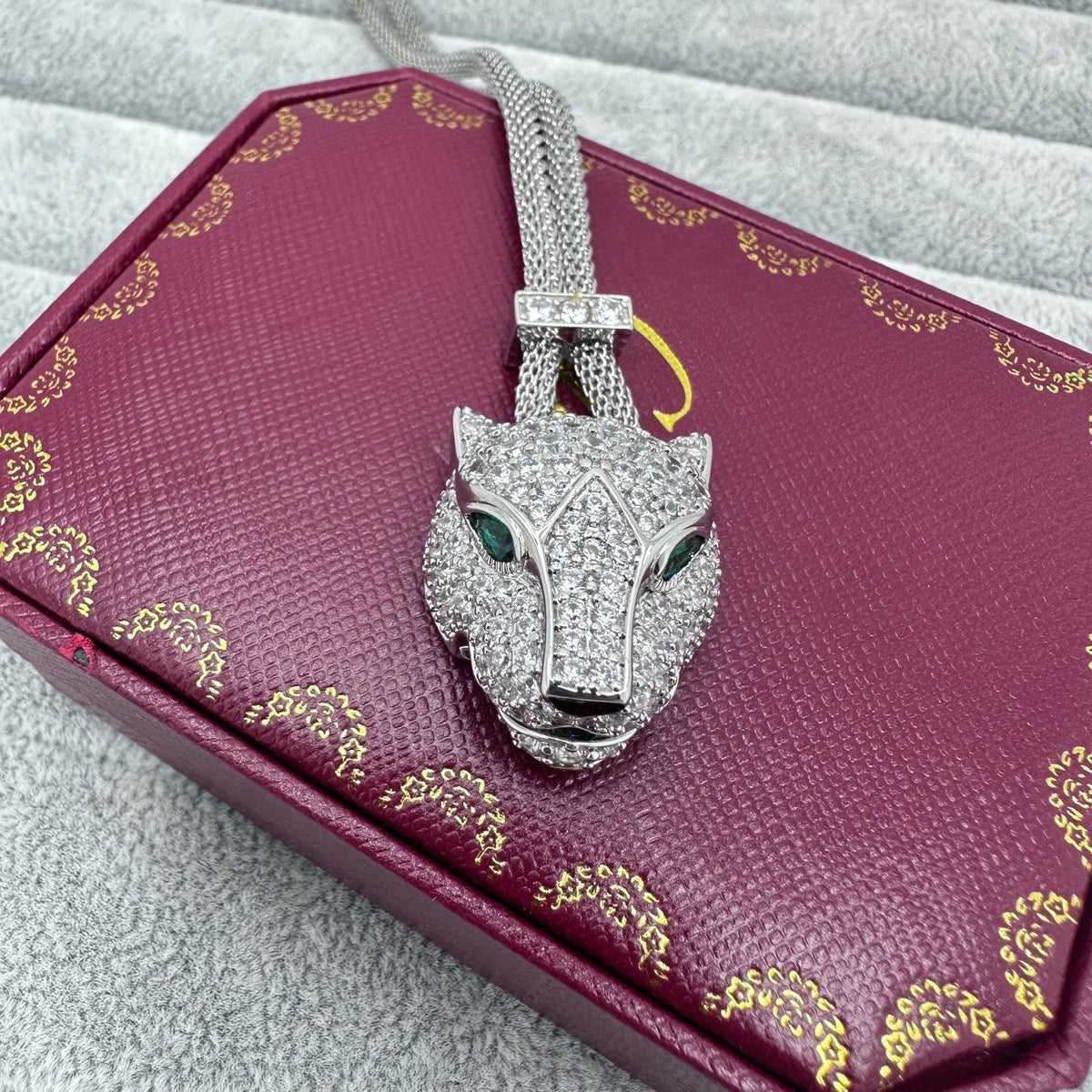 [Triumph Jewelry]FULL STONE BIG LEOPARD HEAD NECKLACE