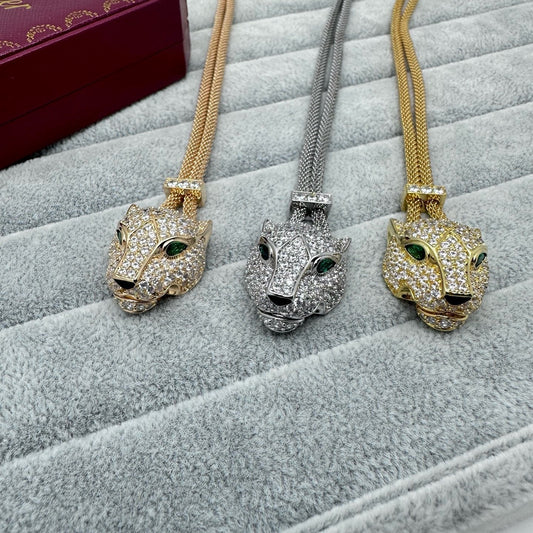 [Triumph Jewelry]FULL STONE BIG LEOPARD HEAD NECKLACE