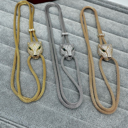 [Triumph Jewelry]FULL STONE BIG LEOPARD HEAD NECKLACE